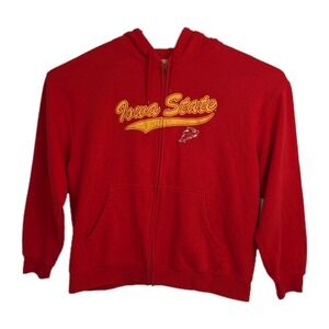 NCAA Iowa State Zip-Up Hoodie Sweatshirt Men's XL Cardinal Red Embroidered Logos